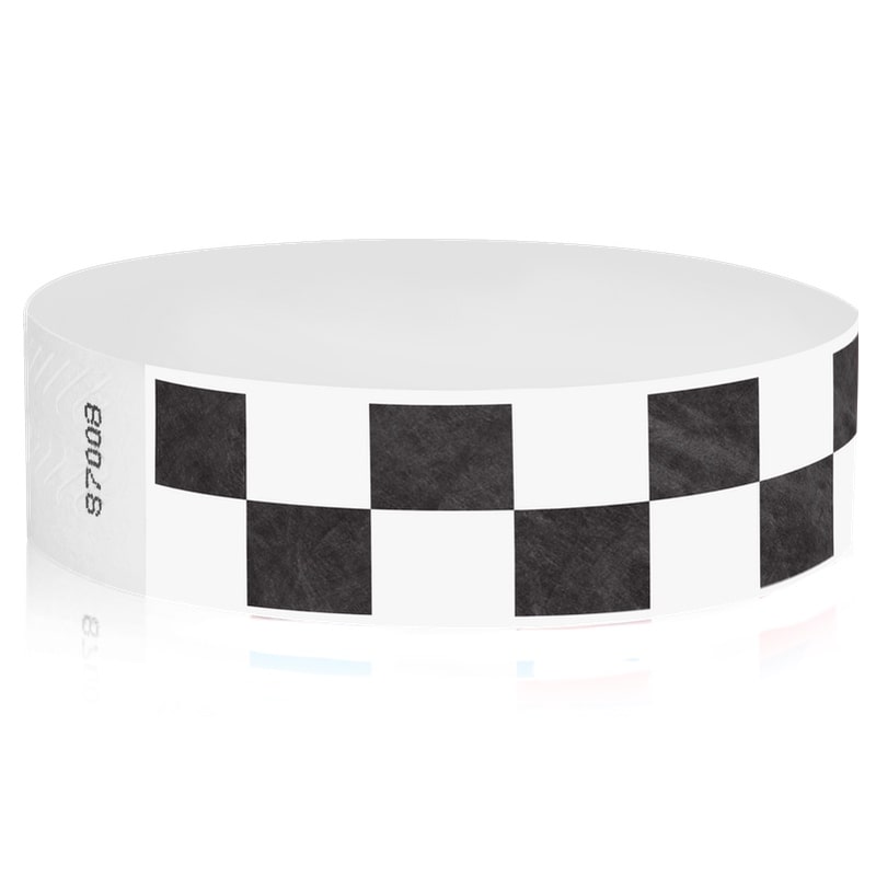 black and white checkerboard tyvek wristband