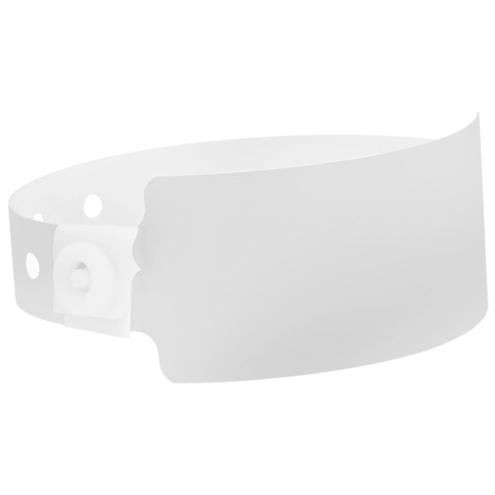 Plastic wide wristband in white - shown in round