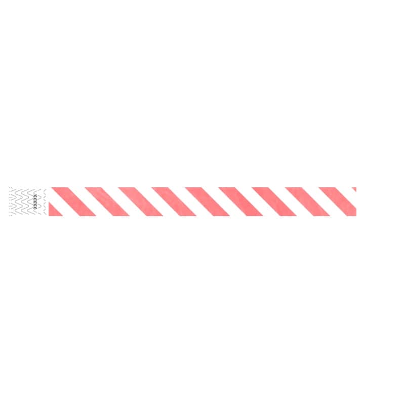 coral Red and white striped pattern tyvek wristband