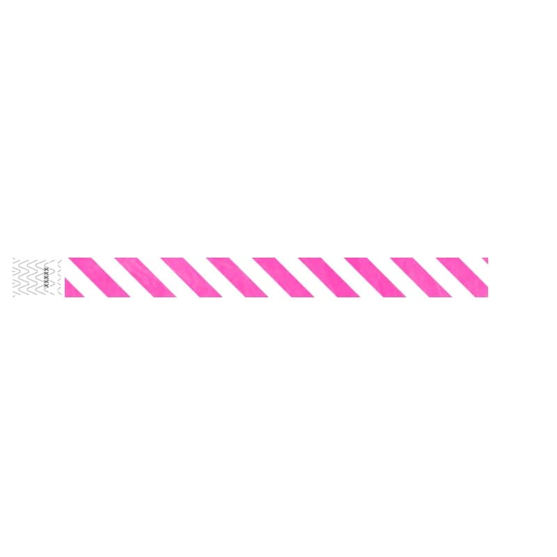 neon pink and white striped pattern tyvek wristband