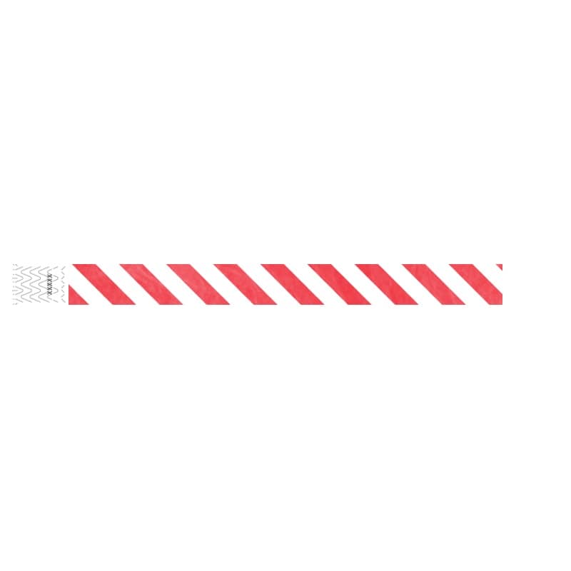 neon Red and white striped pattern tyvek wristband