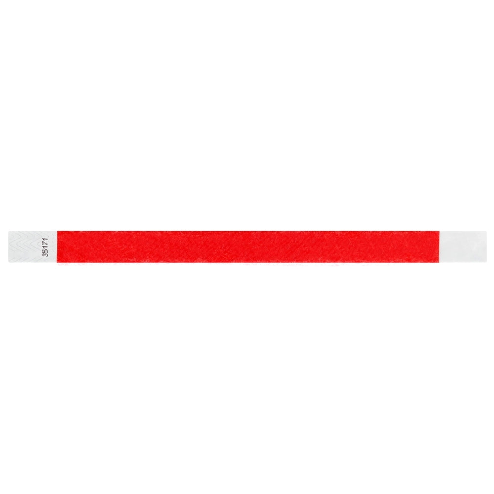 Neon Red Tyvek wristband in flat