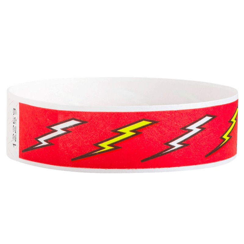 Wristband with lightning bolt design on a red background