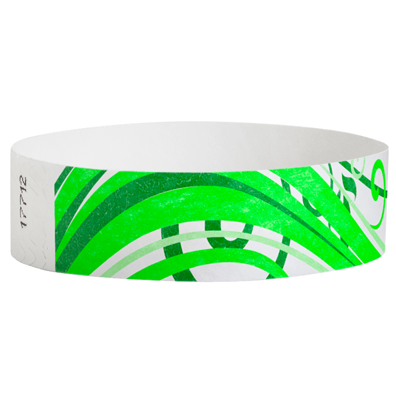 White wristband with green and dark green pattern