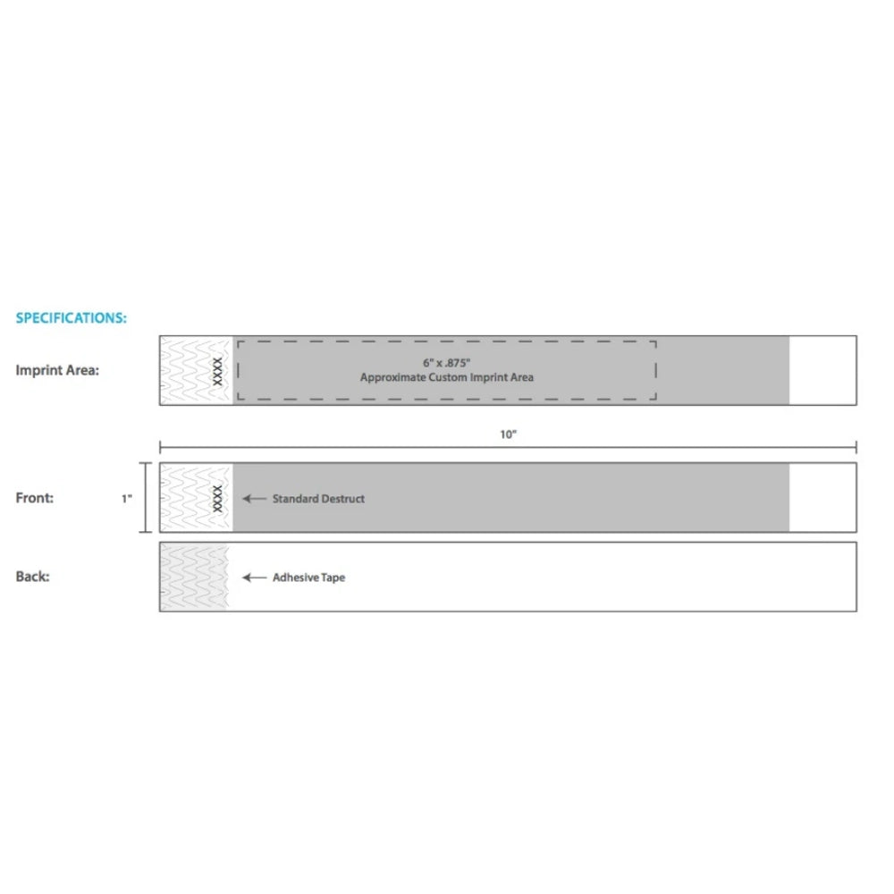 1” Tyvek® Wristbands - Solid Colors Custom