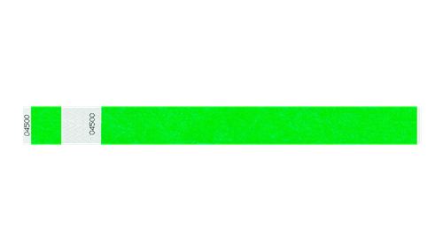 Tyvek 1" Wristbands Custom - Detachable Stub Neon Green