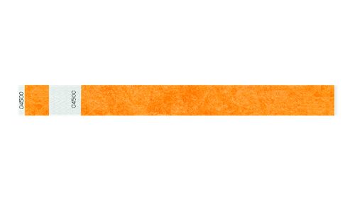 Tyvek 1" Wristbands Custom - Detachable Stub Neon Orange