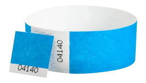 Tyvek 1" Wristbands - Detachable Stub Neon Blue
