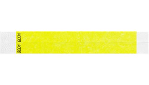 Tyvek 3/4" Wristbands - Duplicate Numbers Neon Yellow