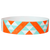 aztec pattern in neon orange and aqua on a white tyvek wristband - round version shown