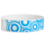 white tyvek wristband with neon blue disk pattern - round version shown