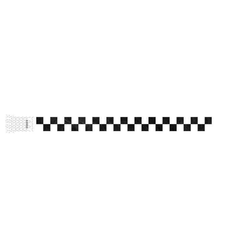 white and black checker pattern on a tyvek wristband