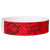  'POW!' and 'BAM!' text in black on a neon red tyvek wristband - round version shown