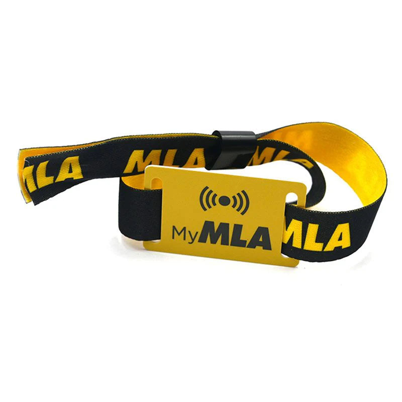 yellow and black cloth wristband with rfid tag