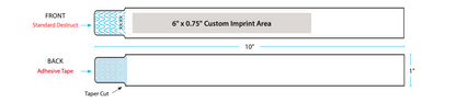 qwik fit tyvek 1" wristbands artwork template showing imprint area