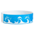 tyvek Wristband with a white dolphin and wave design on a blue background