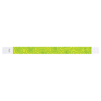 lime green tyvek wristband with kelly green topographic map design - flat version shown