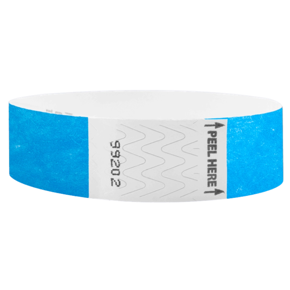 Litter Free Tyvek3-4 Wristband Solid Neon Blue -  round version shown