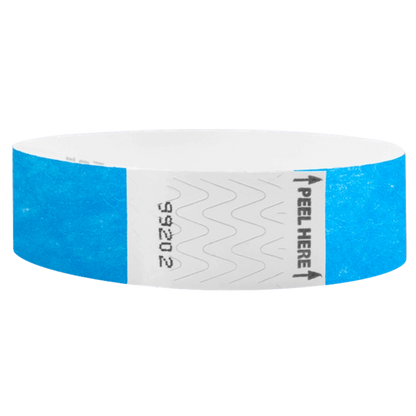 Litter Free Tyvek3-4 Wristband Solid Neon Blue -  round version shown