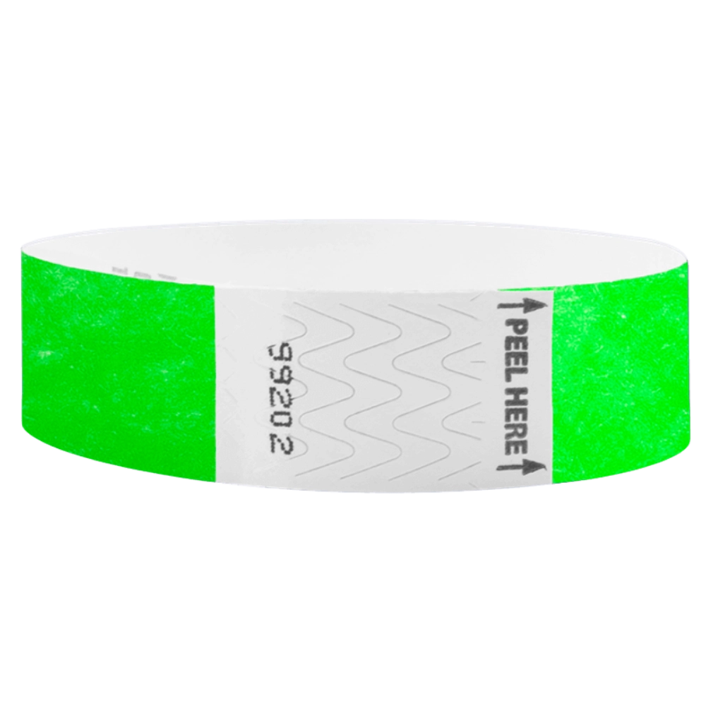 Litter Free Tyvek 3/4 Wristband Solid Neon green -  round version shown