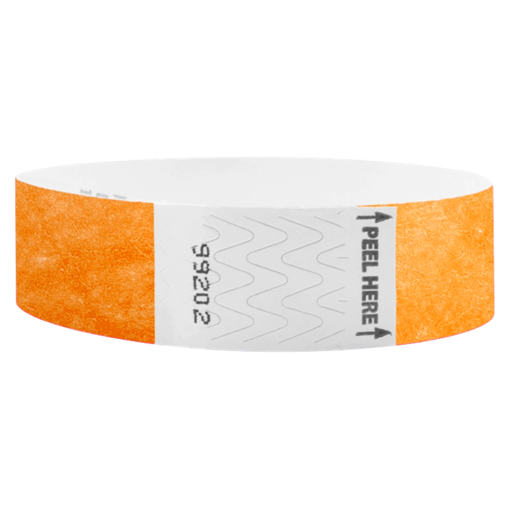 Litter Free Tyvek 3/4 Wristband Solid Neon orange -  round version shown