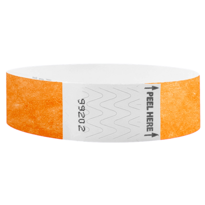 Litter Free Tyvek 3/4 Wristband Solid Neon orange -  round version shown
