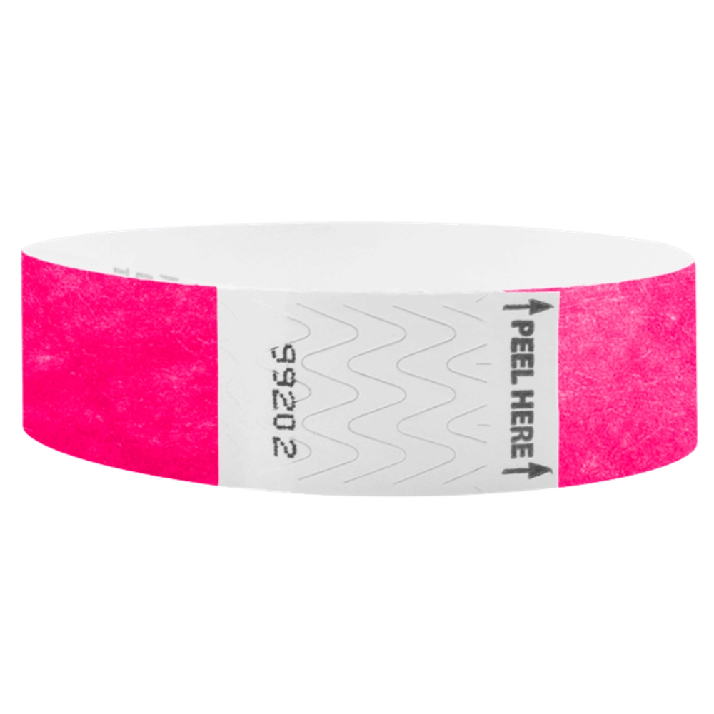 Litter Free Tyvek 3/4 Wristband Solid Neon pink -  round version shown