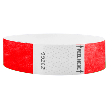 Litter Free Tyvek 3/4 Wristband Solid Neon red -  round version shown