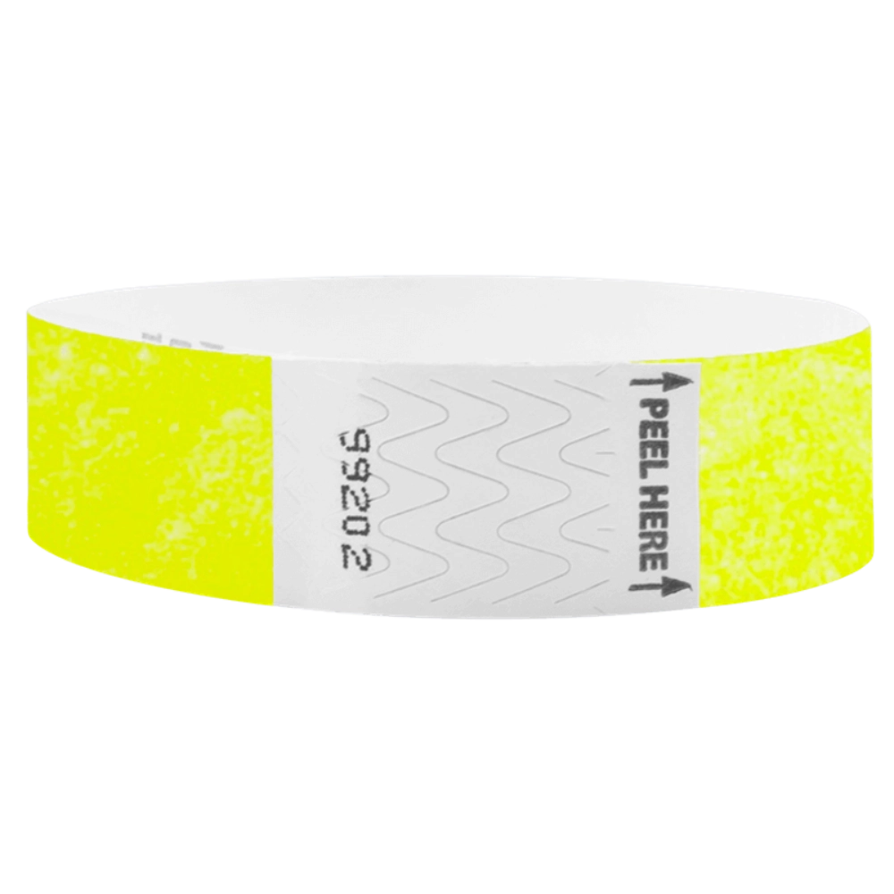 Litter Free Tyvek 3/4 Wristband Solid Neon yellow -  round version shown