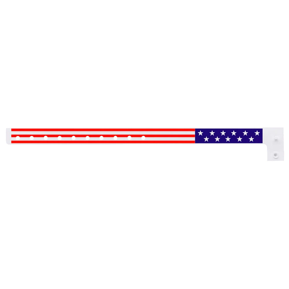 Plastic wristband with the american flag printed - shown in flat 