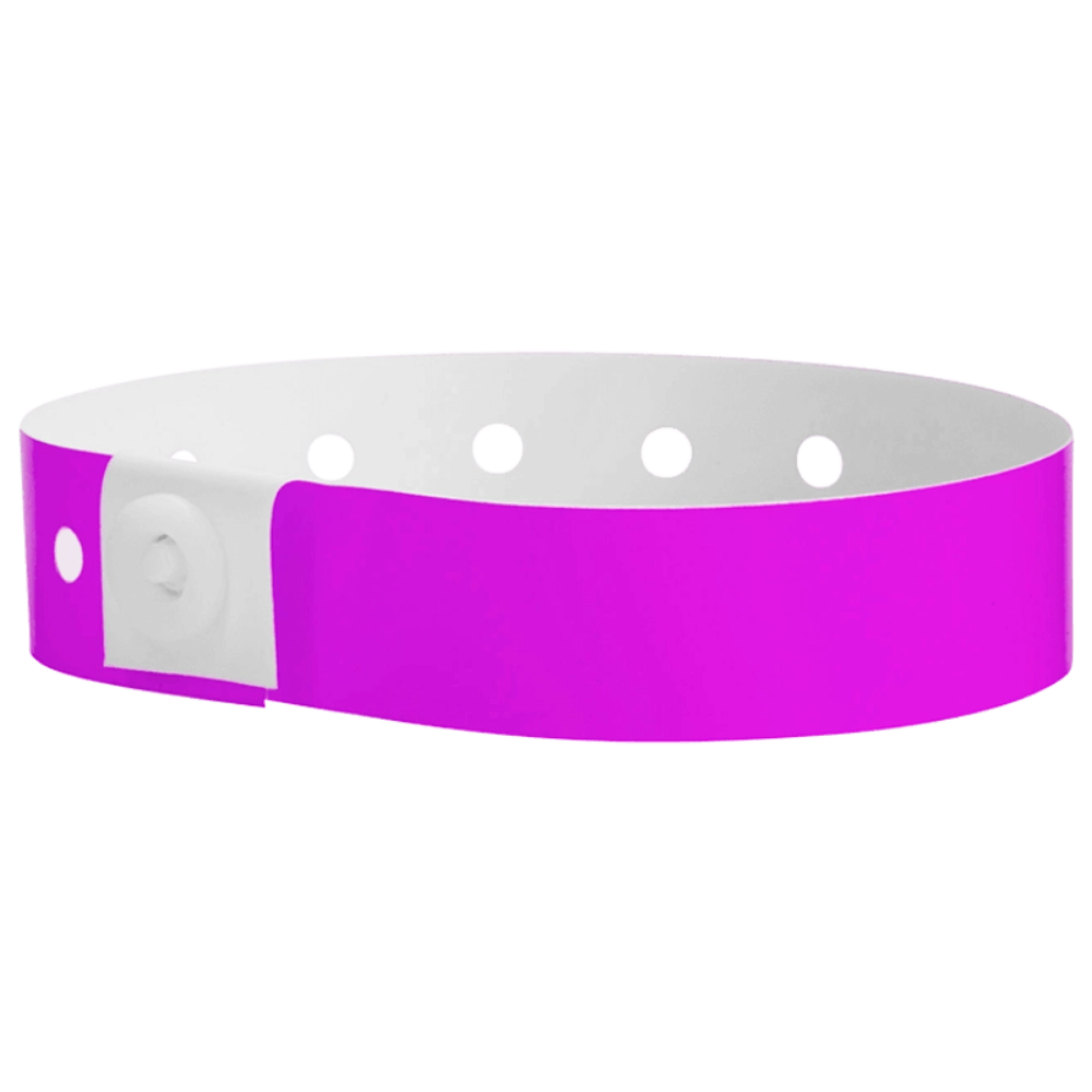 Plastic regular wristband in pantonepurple - shown in round