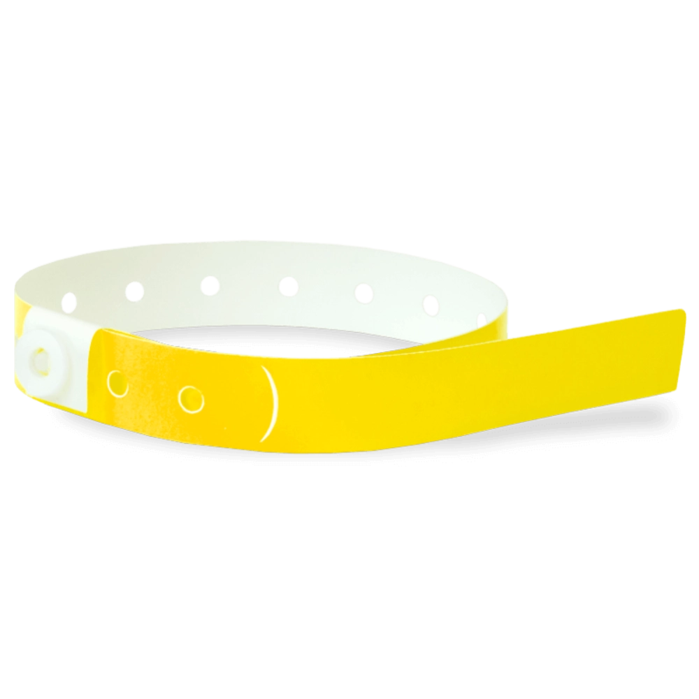 Plastic slim wristband in pantone yellow - shown in round