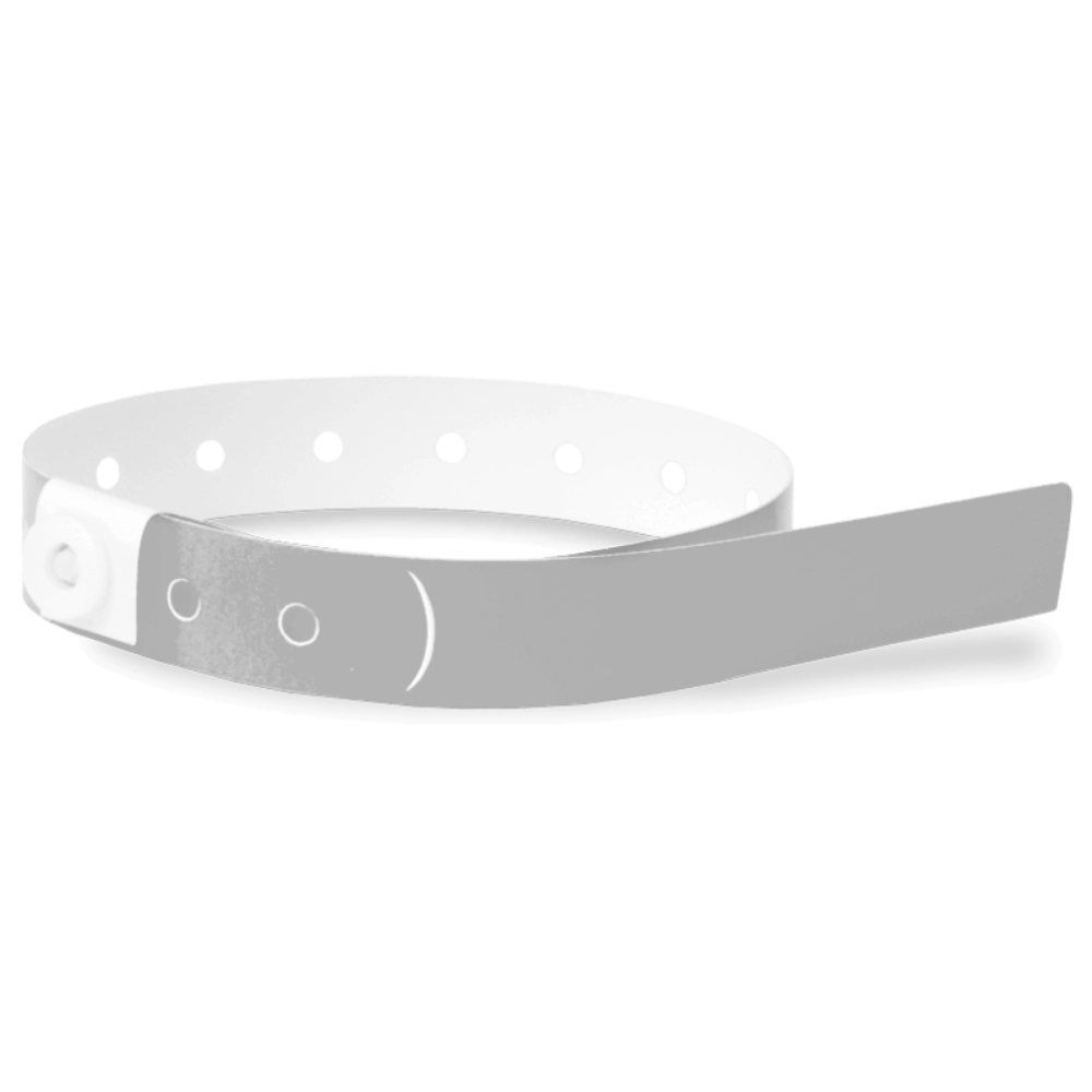 Plastic slim wristband in silver - shown in round