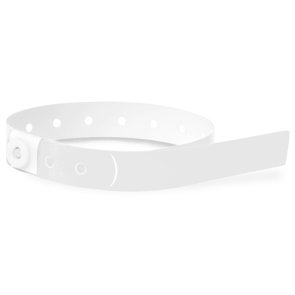 Plastic slim wristband in white - shown in round