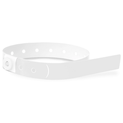 Plastic slim wristband in white - shown in round