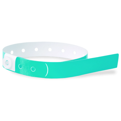 Plastic slim wristband in aqua - shown in round