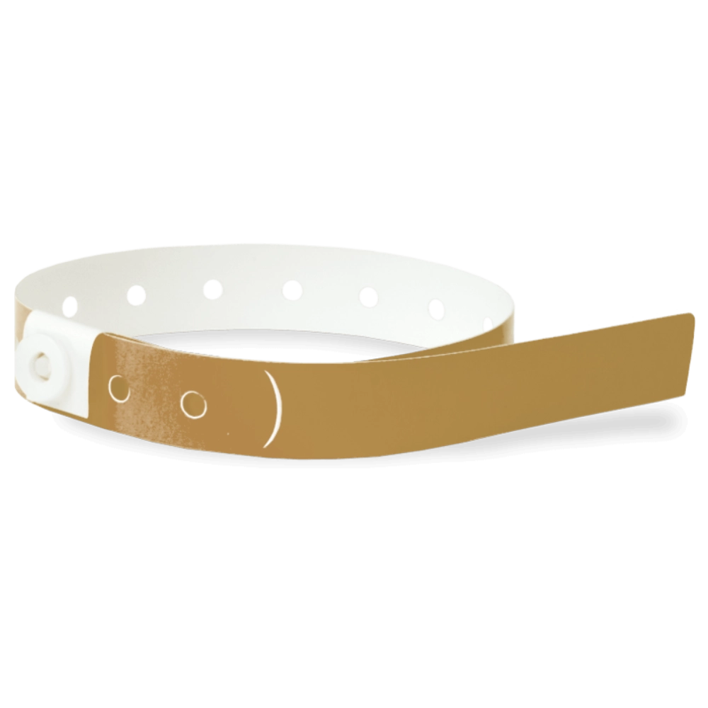 Plastic slim wristband in gold - shown in round