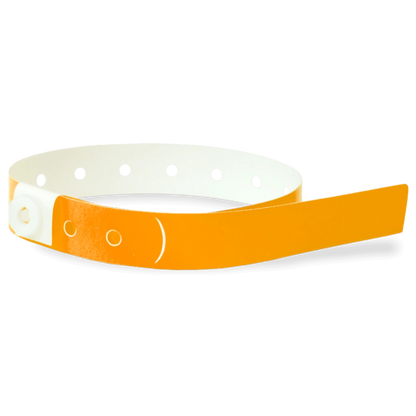 Plastic slim wristband in neon orange - shown in round
