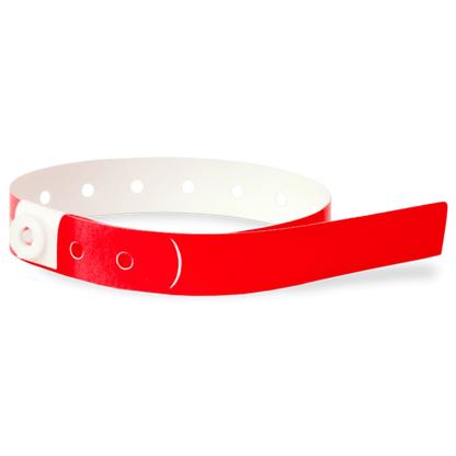Plastic slim wristband in neon red - shown in round