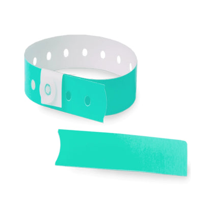 Plastic slim wristband in aqua - shown in round with stub 