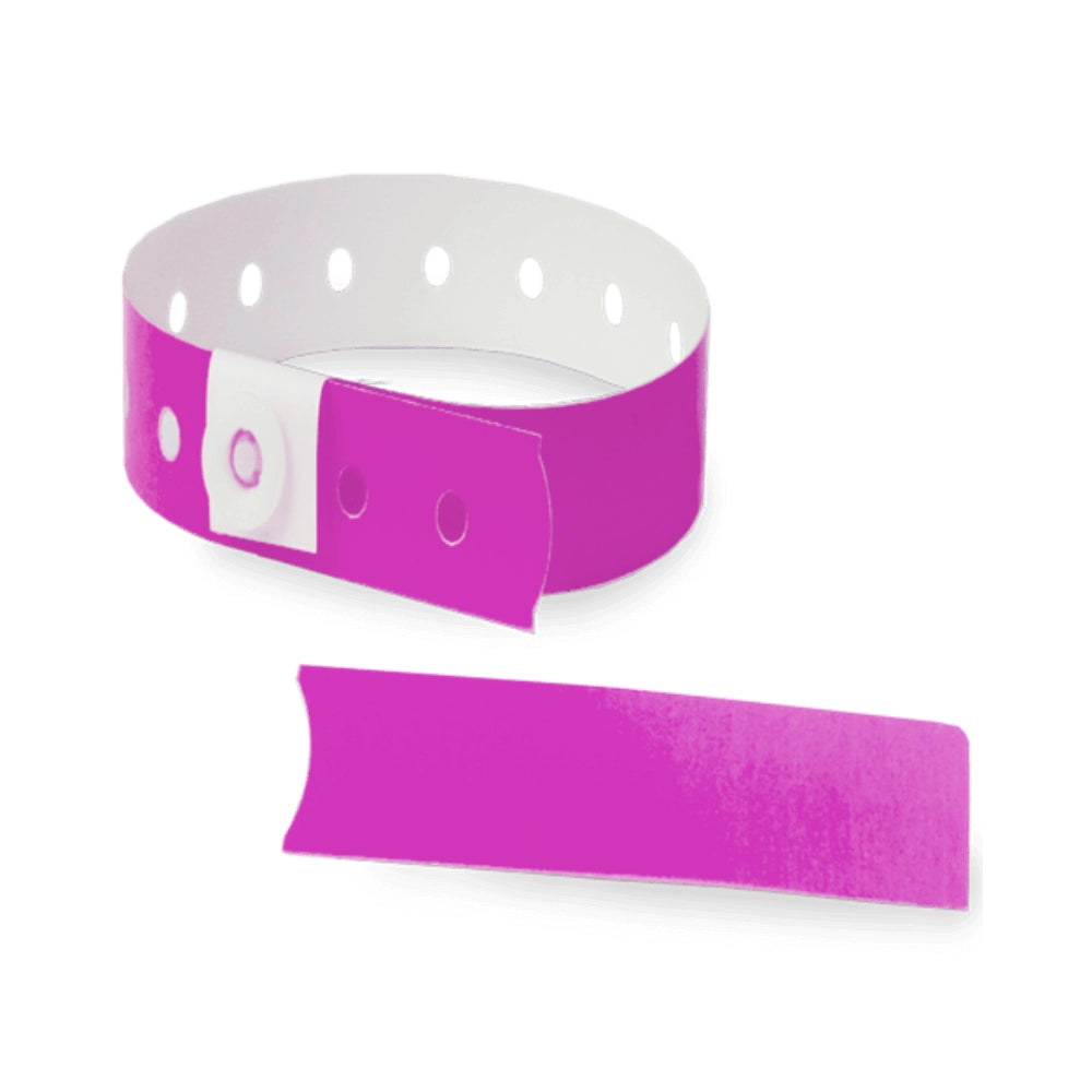 Plastic slim wristband with stub in pantone purple - shown in round 