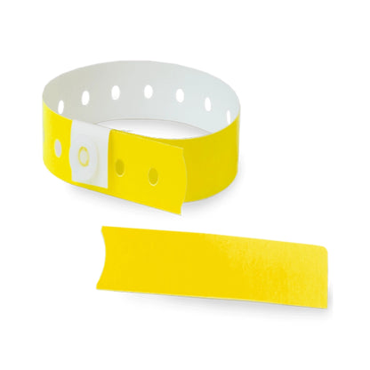 Plastic slim wristband with stub in pantone yellow - shown in round 