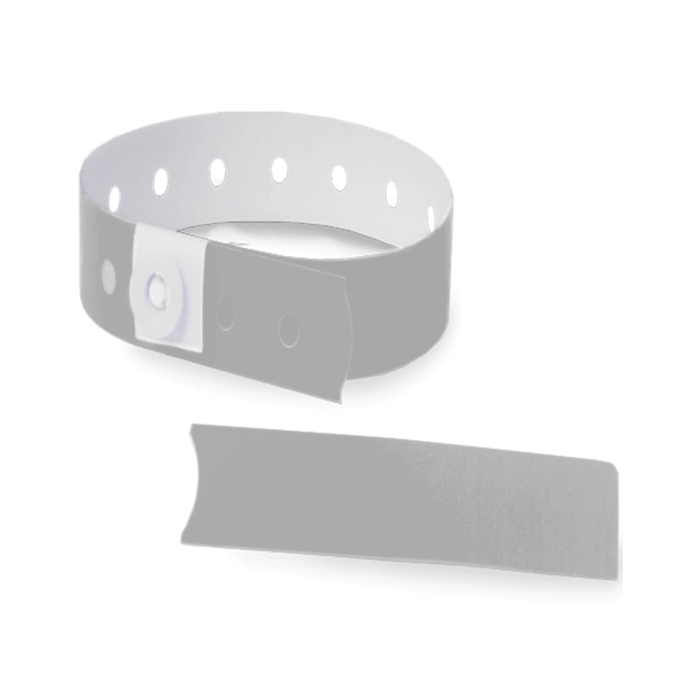Plastic slim wristband with stub in silver - shown in round 