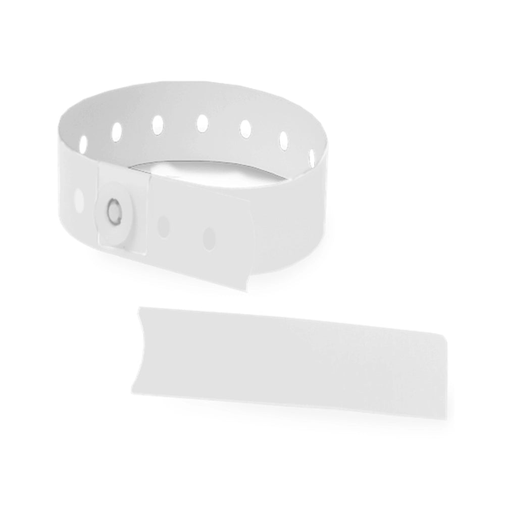 Plastic slim wristband with stub in white - shown in round 