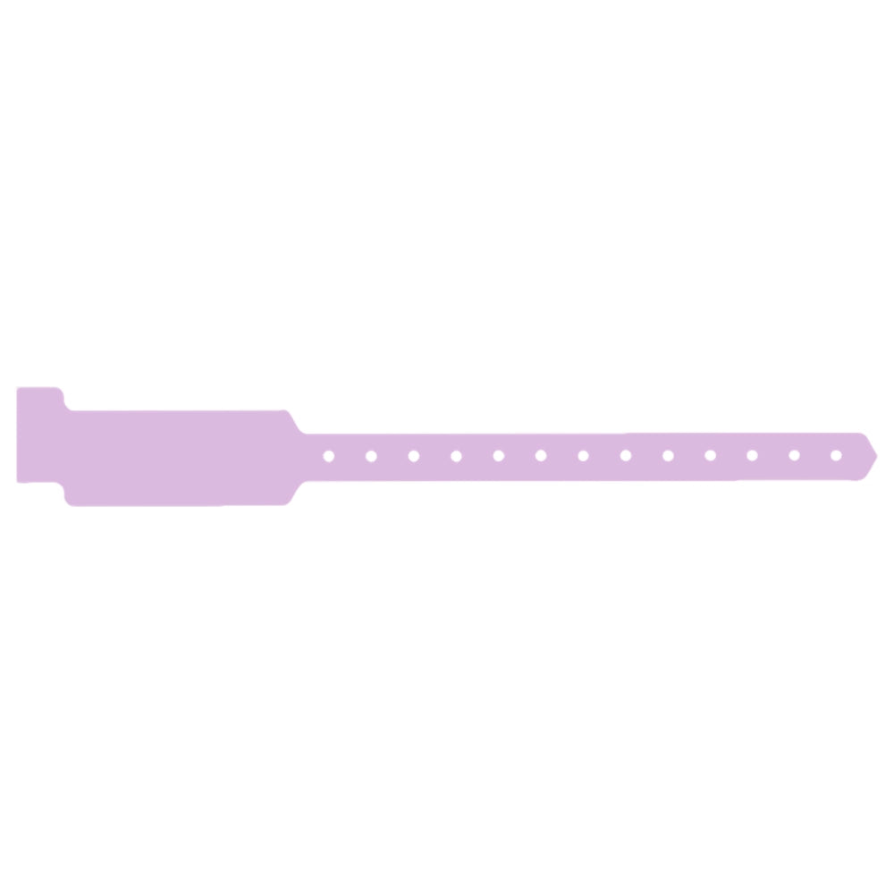 Plastic wide face wristband in lavender - flat version shown 