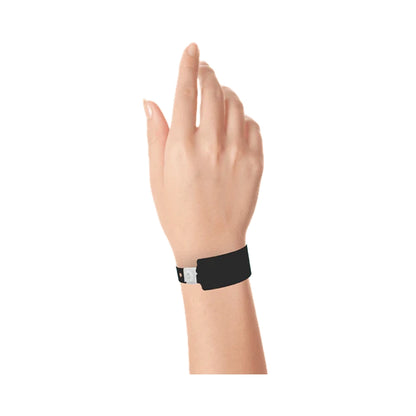 wrist wearing Plastic wide face wristband in black