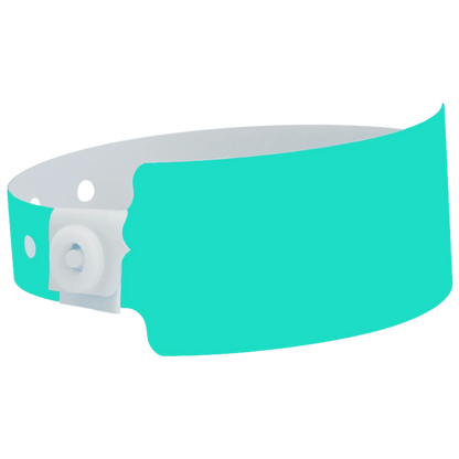 Plastic wide wristband in aqua - shown in round