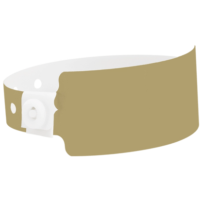 Plastic wide wristband in gold - shown in round