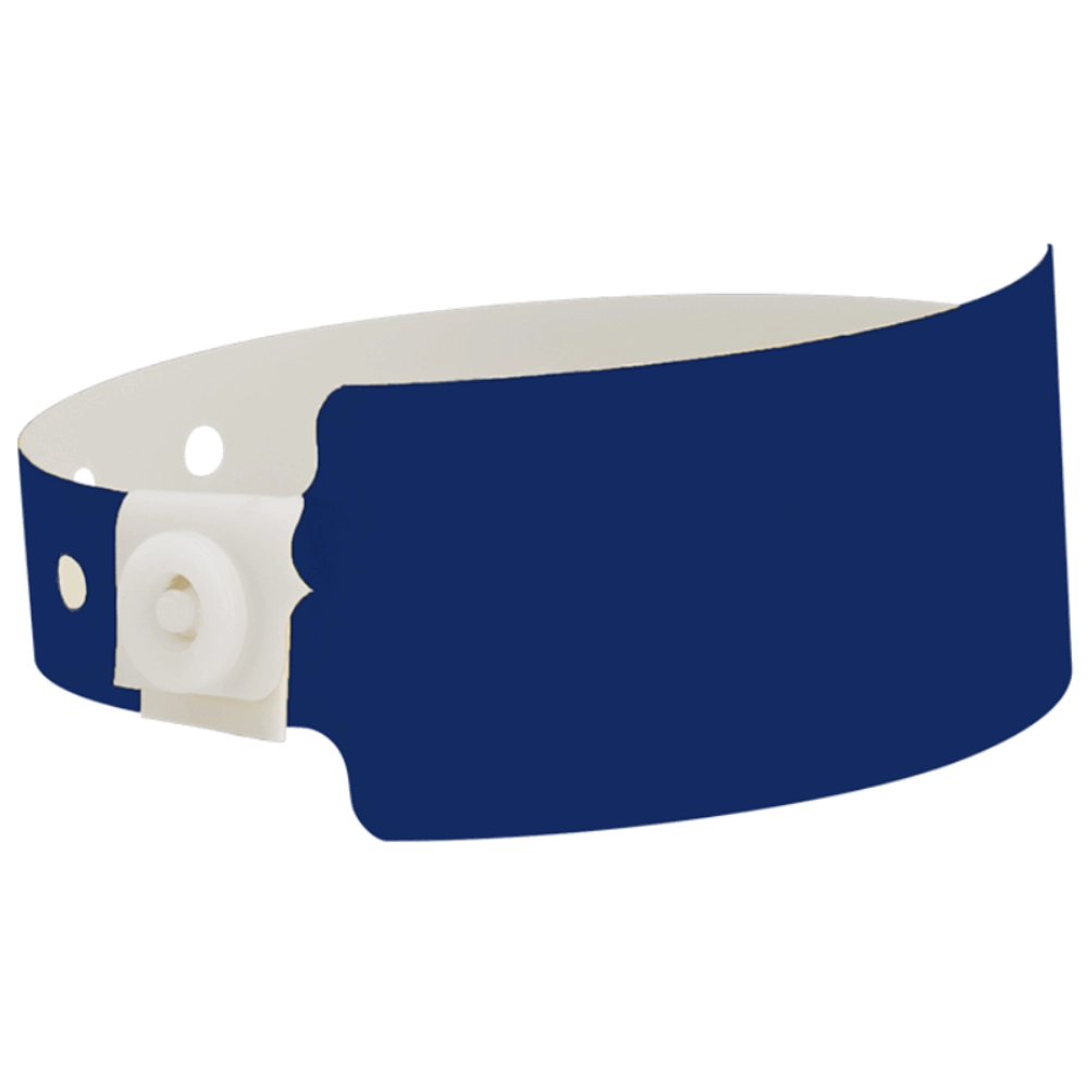 Plastic wide wristband in navy blue - shown in round