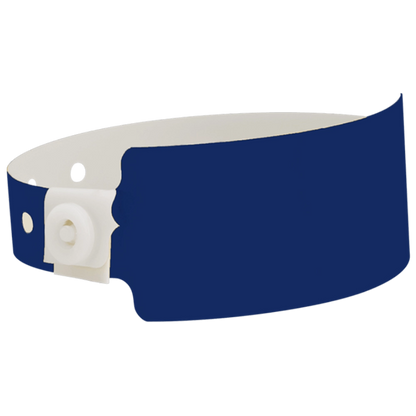 Plastic wide wristband in navy blue - shown in round